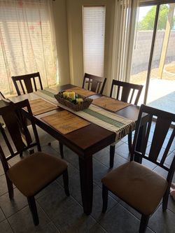 Dark wood Dining table set 6 chairs