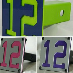 Seattle Seahawks 12th Man STEEL Hitch Mount 2" (Numerous Color Schemes)