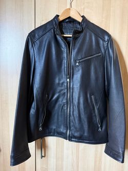 Men’s Marc New York Black Leather Moto Jacket - Med