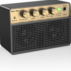 Mini Guitar Amp, 10W Electric Guitar Amplifier with Clean Drive Channel, 3.5mm Headphone/AUX Jack, 6H Work, USB-C Rechargeable Bluetooth Small Portabl