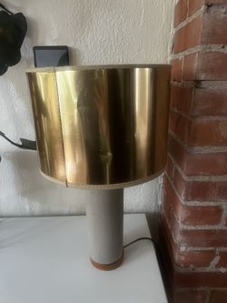 Unique Vintage Concrete Lamp with Gold Metallic Shade