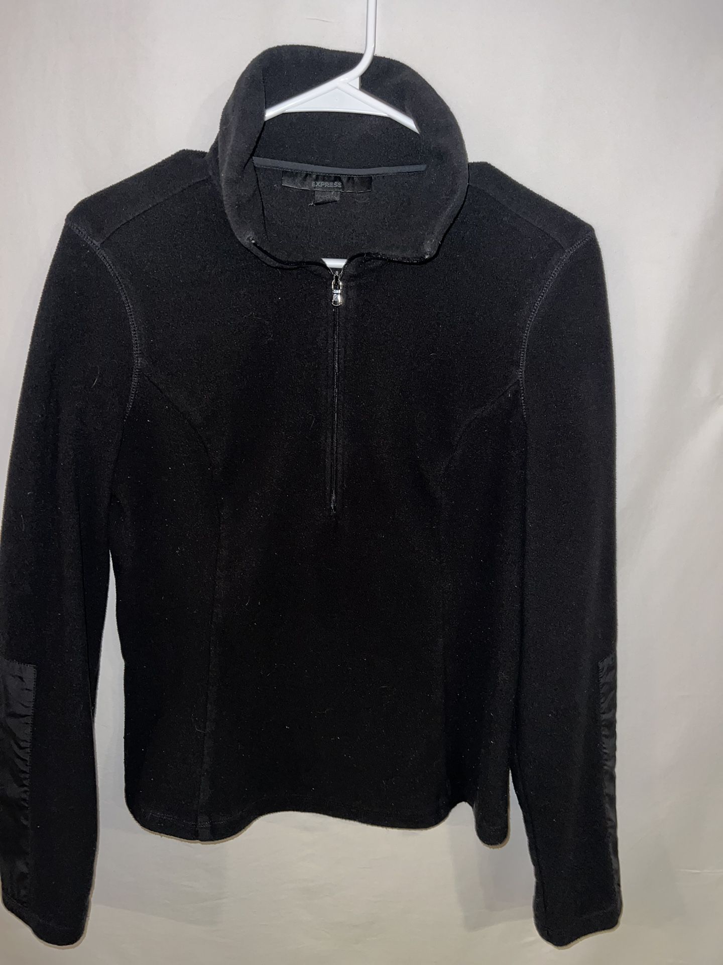 Ladies Womens Large Express black fleece quarter zip sweatshirt