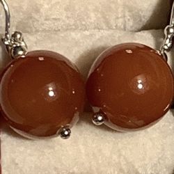 Carnelian Earrings.  Silver. Carnelian Is A Natural Gem Stone.  Matching Bracelet On My Page. Tap Picture 