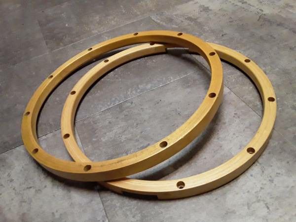Pair of 19-Ply Natural Maple 10 Lug 14 inch Snare Drum Hoops