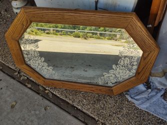 Vintage Wooden Wall Mirror As Is