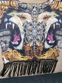 Graphic Fringe Crop Top