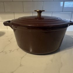 Hearth & Hand Enameled Cast Iron Dutch brown with Oven Gold Knob