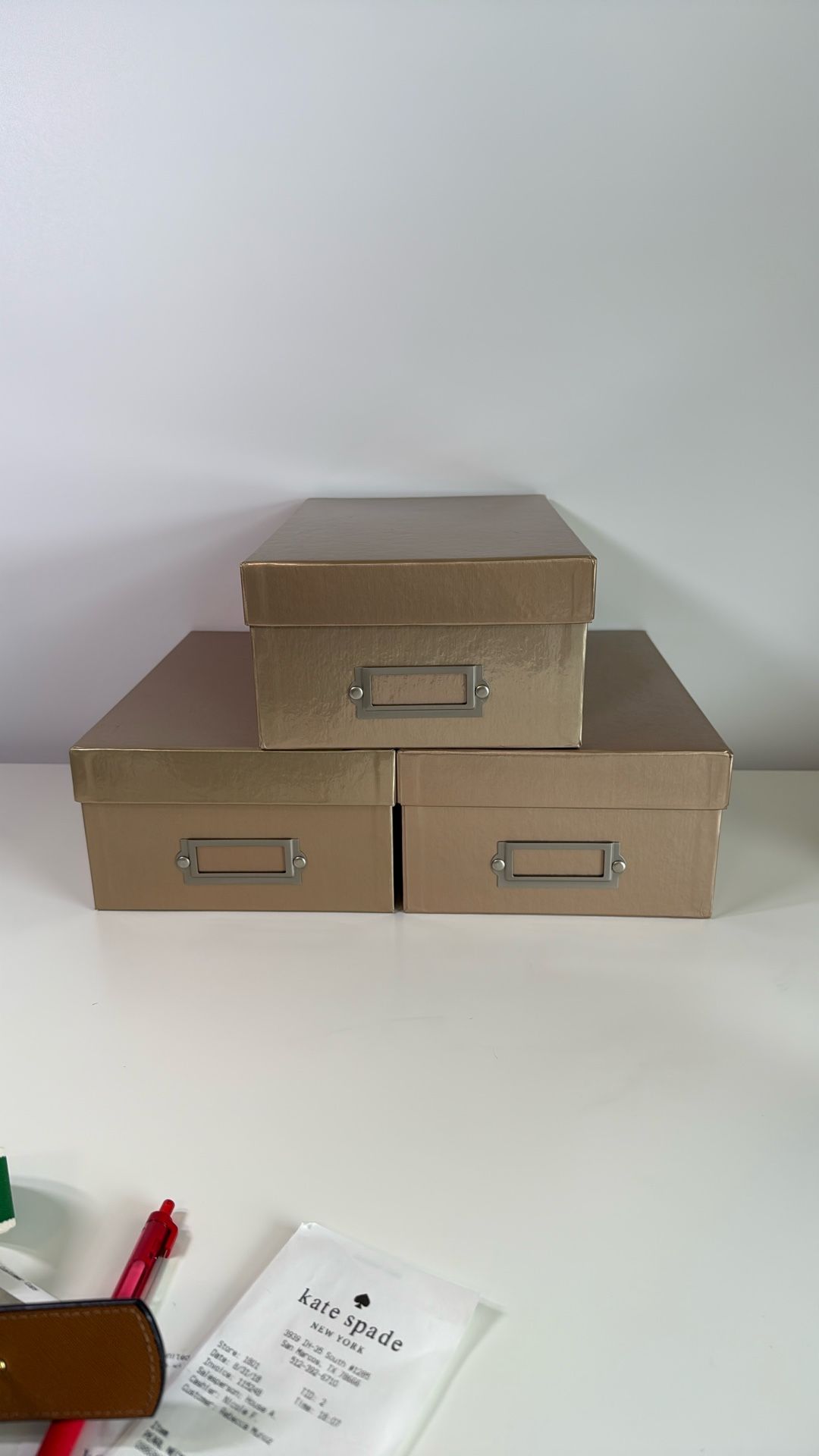 Metallic Gold Photo Storage Boxes