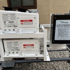 Two used Magna Sine Inverters/Chargers (MS2000 & MS2812) and one used Automatic Transfer Switch With RV-C CAN  —  ALL MOUNTED ON RACK SYSTEM 