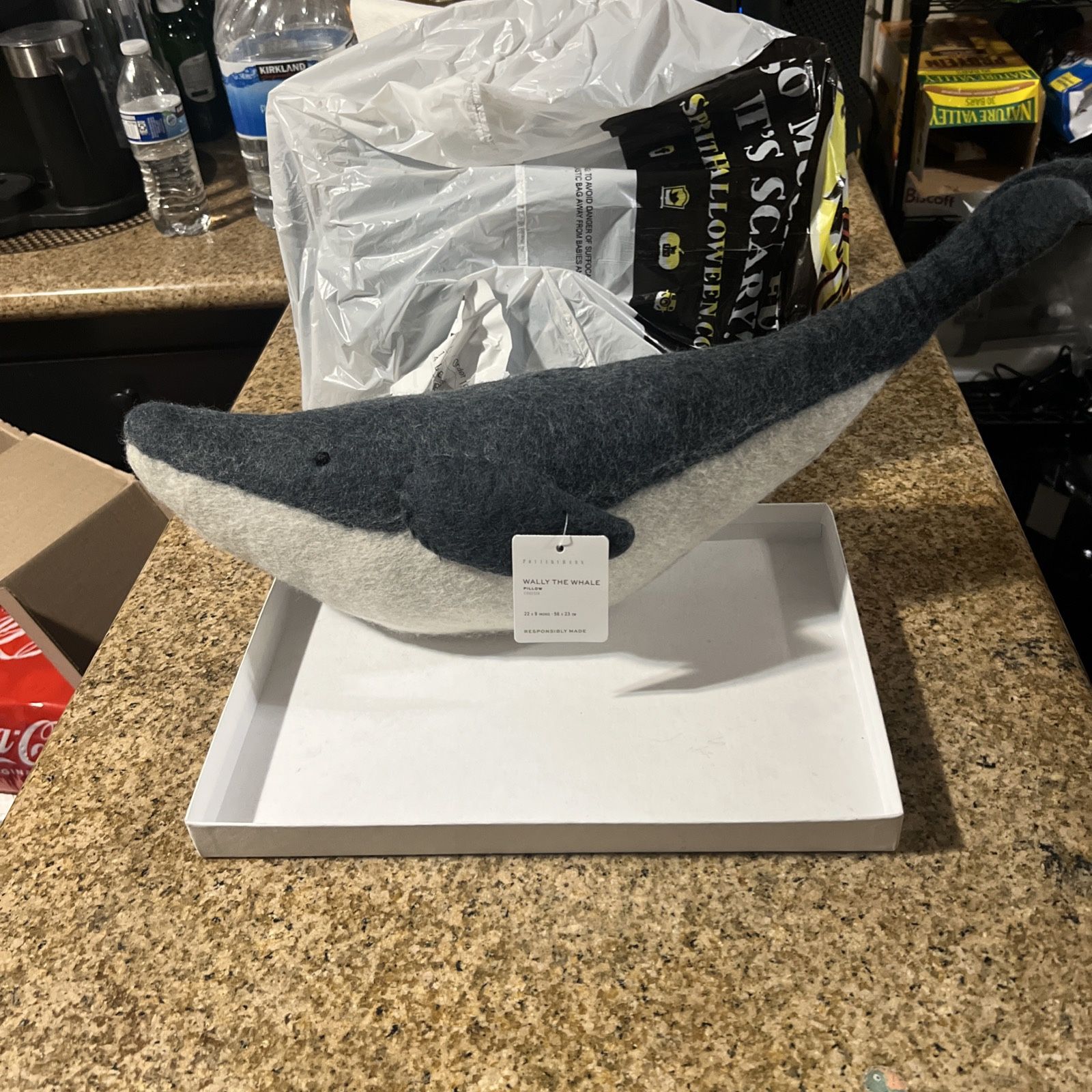 Pottery Barn Surfrider Foundation Wally the Whale Shaped Pillow - NEW