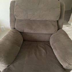 Two Good Condition Brown Recliners And Three Good Condition Brown Accent Chairs.