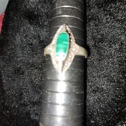 Dainty Sterling Silver Malachite Ring