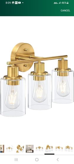 3 Light Soft Gold Bathroom Vanity 