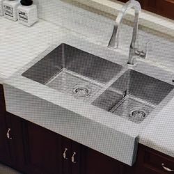 Drop in undermount Sam steal 33 inch 2 hole double bowl kitchen sink
