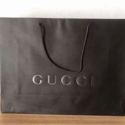 Authentic Large Vintage Black Gucci Raised Silver Logo Shopping Bag