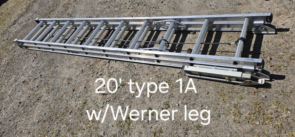 20' Werner aluminum ladder -type 1A(300#)-w/Werner single leg