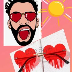 Drippy Heart Shaped Sunglasses Rave Festival Glasses Melting Heart Drip Sunglass