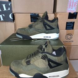 Men's Nike Air Jordan Retro 4s Olive Craft Shoes Size 10.5