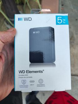 Brand New WD Elements 5TB Portable External Hard Drive USB-C