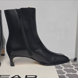 By Far Nieves Black Leather Kitten Heel Ankle Boot