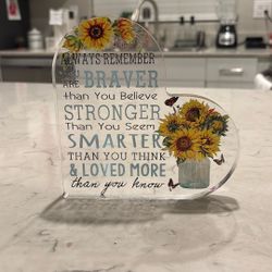 Sunflower Acrylic Heart Decor
