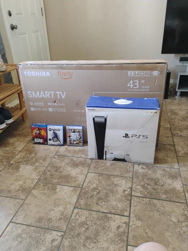 PS5 And New Toshiba V35 43 In TV Combo Package