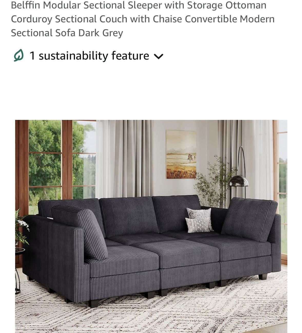 Grey Modular Sofa With Storage 