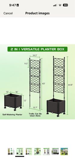 2 NEW matching planter boxes with trellis