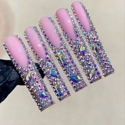 Cotton Crystal Press On Nails 