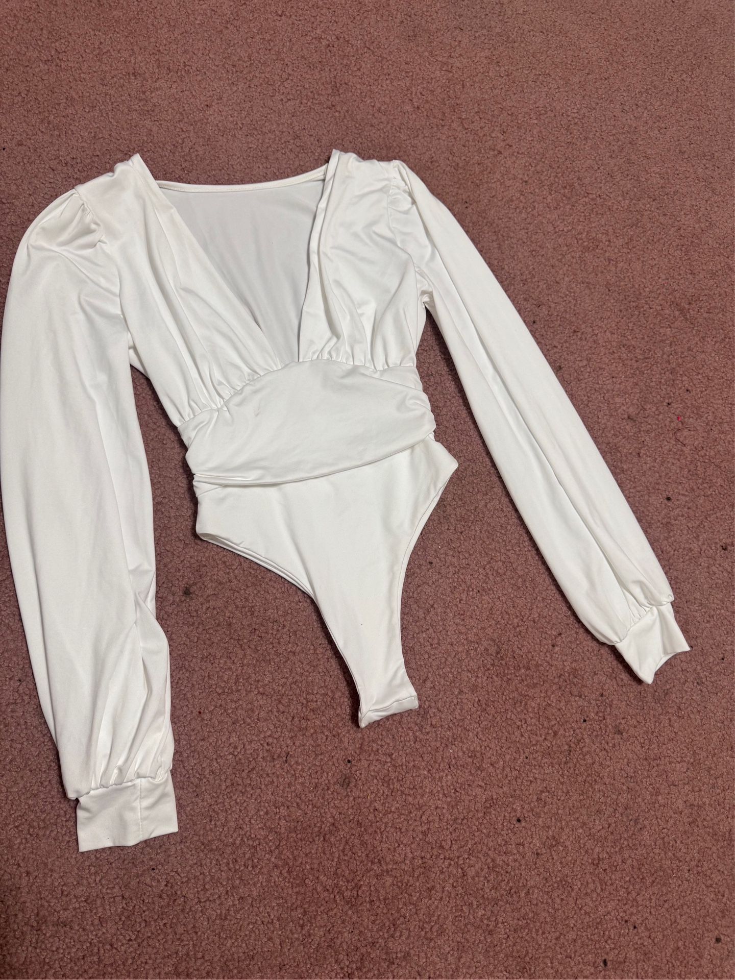 New Small White Bodysuit Lingerie Top Blouse 