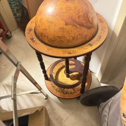 16th Century Wood Globe Wine Bar Stand 