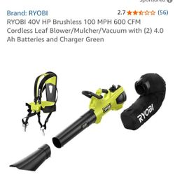 Ryobi 40v blower mulcher vacuum... needs charger 