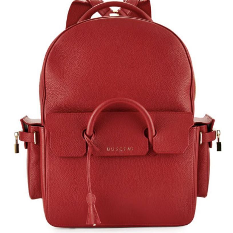Buscemi PHD Large Leather Backpack, Red. 