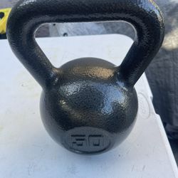 Athletic Works 50lb Kettlebell, Casting Iron, Durable Black