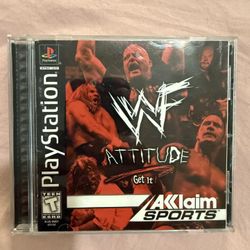 WWF Attitude PlayStation 1 PS1 Black Label Complete With Manual CIB Sony