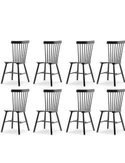 8X Black solid wood dining chairs