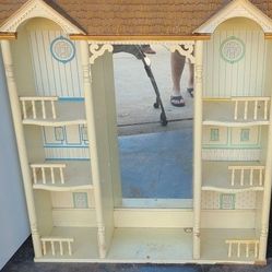 1980's Singer Dollhouse Themed Dresser and Mirror Combo With Shelving