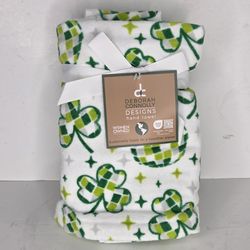 Deborah Connolly Designs Shamrock Disco Ball Clovers Kitchen Hand Towels