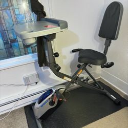 Folding Work Exercise Bike with Heavy Duty Equipment Mat