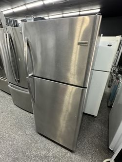 Frigidaire 21 Cu Ft Stainless Steel Top Freezer Used Fridge - Clean