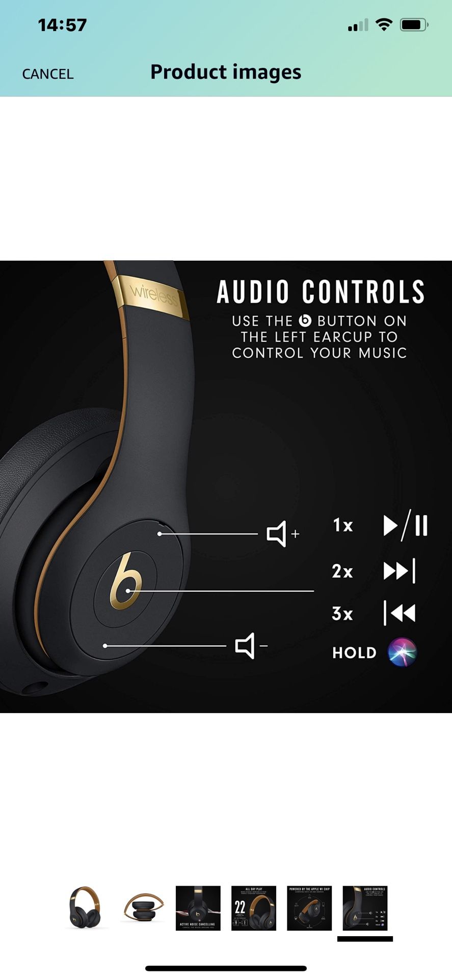Beats Studio3 Wireless Over-Ear Headphones skyline collection shadow grey