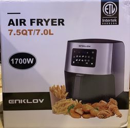 ENKLOV AFE08 AFE0 Air Fryer 7.5Qt XL (7 Cooking Accessories & Recipe Book Provided) 10 in 1
