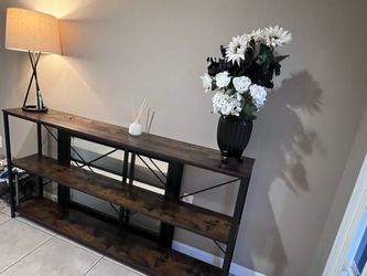 Large 71” Rustic Industrial Console Table / Entryway Table – 3 Tier