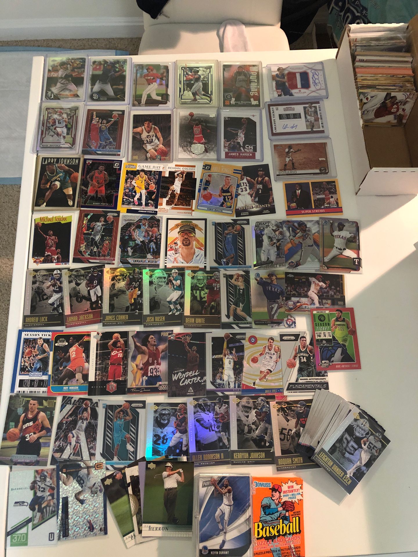 Bundle of basketball baseball football cards Michael Jordan Lebron James