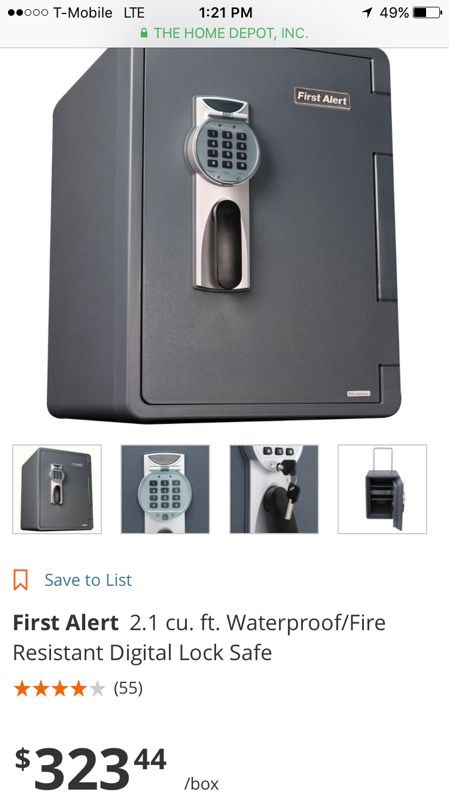 First Alert 2096DF-BD Waterproof Fire Safe with Digital Lock, 2.14 Cubic Foot, Gray