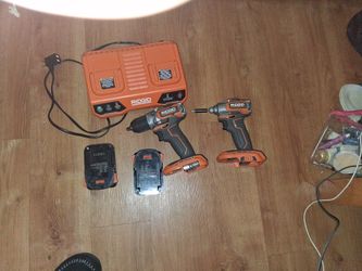 Ridgid Drill Set ,I Have The Drill And Impact Driver And Super Fast Ig Charger,and Battery's Like New
