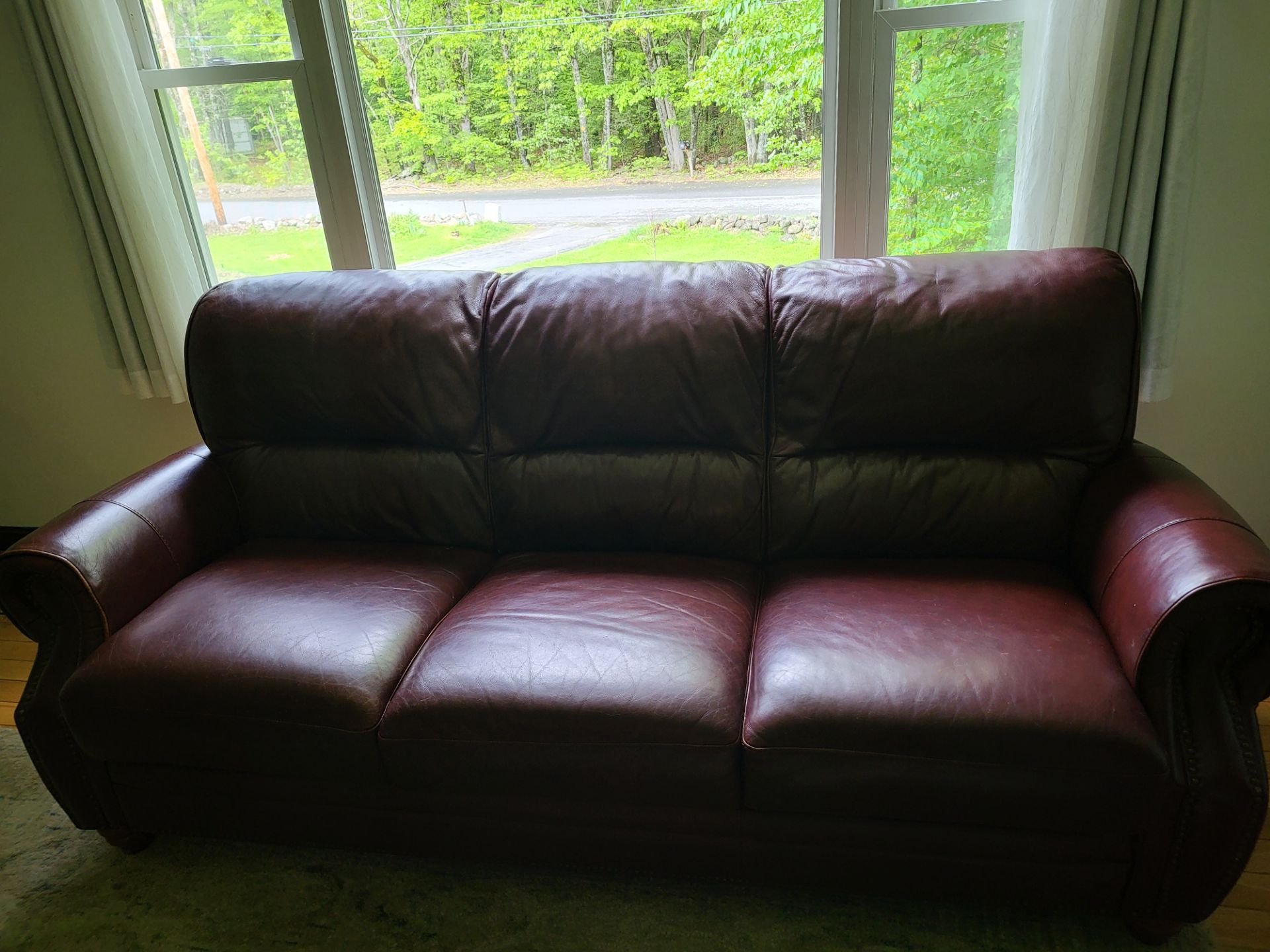 Real leather burgundy couch