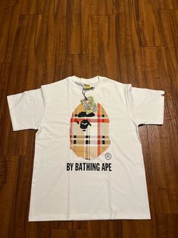 Bape X Burberry  collab white Tee, Size M