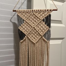 Blue And Cream Macrame Hanging Decoration