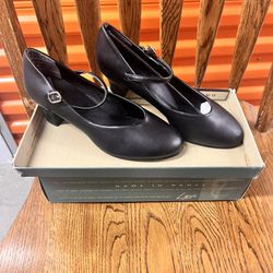 New Leo’s Dance Wear Black Heel Shoes Leather Sole Wo